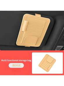 汽车遮阳板收纳袋，适用于汽车遮阳板PU的太阳镜架，汽车内饰配件收纳，适用于汽车的旅行证件夹眼镜夹包，卡包，证件夹，票，名片，车内收纳袋