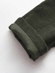 2pcs/Set Celana Kasual Anak Laki-laki Warna Polos Bahan Korduroi dengan Pinggang Elastis dan Potongan Lurus - MultiWarna - View 3