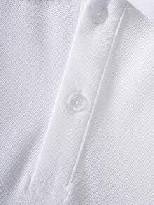 Boys' Classic Simple Solid White Long Sleeve Polo Shirt, Suitable For Casual, Holiday Wear, Can Be Paired With Various Jackets - White - View 6