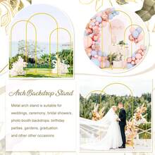 3 Pack Metal Arch Stand Gold Wedding Arch Frame Set Of Balloon Arched Stands 6ft 6.6ft 7.2ft Backdrop Stands For Parties Vintage Backdrop Arch Stand Frame For Birthday Garden Wedding Decoration - Vàng - Xem 4