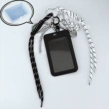 1 peça porta-cartão de identificação preto minimalista, protetor de cartão de foto para fãs de Kpop SVT, serve para mini fotos de 3 a 3,5 polegadas, chaveiro, pingente de bolsa, identidade de estudante, cartão de campus, cartão de refeição, armazenamento de cartão de acesso