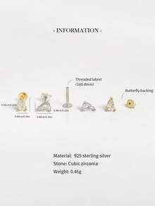1件装 16G 迷你梨形内螺纹唇钉 - 精致耳骨穿孔饰品 - 耳夹耳环 - 耳骨耳环 - 水滴形平底唇/鼻钉 - 适合女性日常佩戴/婚礼/订婚/周年纪念/情人节礼物（单独出售） - 梨形鋯石耳環 - 查看 4