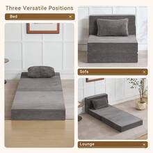 Convertible Folding Sofa Bed Sofa Living Room Sofa Small Corduroy Sofa Bed Leisure Chair Foldable Memory Foam Floor Bed Suitable For Bedroom RV Dormitory Office With Pillow Corduroy Gray Single - 海軍藍 - 查看 10