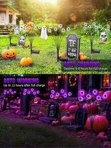 Solar Powered Eyeball Ground Stake Light - Green/Purple Lighting, Spooky Eyeball, Solar Powered With Flickering Twisting Firefly Effect, Waterproof IP44, Outdoor Pathway Light For Halloween Decor, Undetachable Photovoltaic Module, Suitable For Garden, Yard And Lawn LED Outdoor Decorative Lighting, Solar Path Lighting, Creepy Atmosphere Decoration!