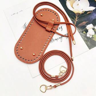3Pcs DIY Purse Making Kit With Chain PU Leather Bucket Bag Base & Shoulder Strap Crochet Handbag Accessories