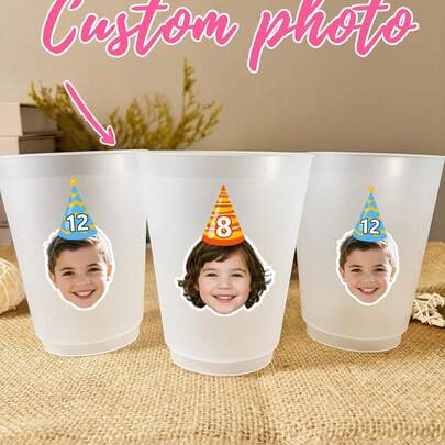 12 piezas de pegatinas de fotos personalizadas, pegatinas de fotos personalizadas, adecuadas para botellas de agua, decoraciones de cumpleaños, regalos creativos, exquisitas y elegantes, adecuadas tanto para hombres como para mujeres, opción de regalo ideal, regalo sorpresa, regalo personalizado, pegatinas de decoración navideña, pegatinas de papel tapiz, estilo escandinavo