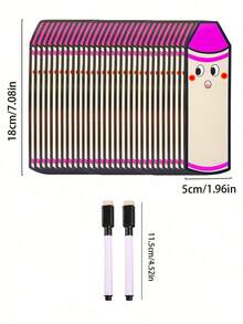 BELLKIDS 10 Pcs, Double-Sided Erasable Cards, Four Colors, Pencil Shaped Blank Cards, DIY Cards, Pencil Drawing Cards, Lucky Cards, Cognitive Game Props, Suitable For Classroom, Home, Student Stationery, Teaching Aids