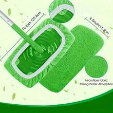 1/3/6片优质超细纤维拖把垫 - 长约25.4厘米，宽约11.5厘米，配有弹性可折叠可重复使用的拖把头，可水洗耐用的拖把布，适用于高效干湿清洁 - 彩色 - 查看 3