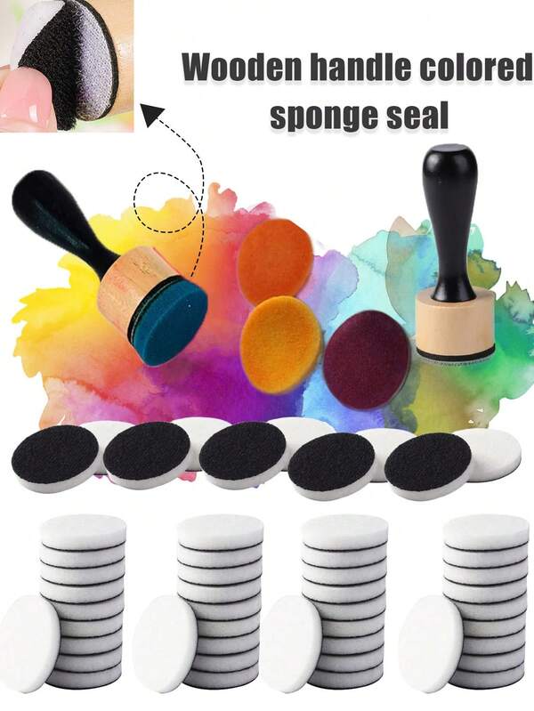 1 pièce/3 pièces Outil de mélange d'encre circulaire avec kit de remplacement de mousse, tampon d'écriture à l'encre, matériel de teinture nouée DIY pour distresser, collage mixte, peinture, fournitures d'art pour outil d'encre