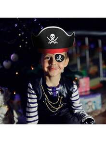 加勒比海盗：黑珍珠号的诅咒服装、道具、万圣节派对毯子、海盗头饰、帽子、骷髅面具 Legigo 海盗帽经典服装帽眼罩 - 海盗船长帽海盗眼罩适合海盗派对角色扮演加勒比海礼服、圣诞节