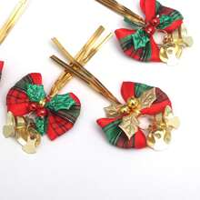 圣诞节迷你拉链串铃铛蝴蝶结装饰礼盒花环装饰圣诞节DIY配件蝴蝶结挂饰 - 彩色 - 查看 3