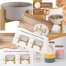 Grey Ceramic Elevated Raised Cat BowlsCat Food Dish With Stand Raised Cat Food Or Water Bowls Anti Vomiting Pet Bowl With Anti Slip Rubber Pad Str Free For Cats And Small Dogs400ML 13.5OZ