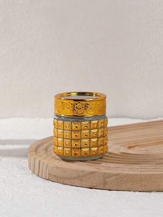 1pc/Set Polygonal Metal Incense Burner, Luxurious Gold Incense Holder. Suitable For Spa, Yoga And Meditation, Durable Home Decor, Unique Gift Idea, Incense Stand, Room Decoration, Arabic Style Charcoal Clip Design, Spice Clip, Can Be Used With Incense Burner, Suitable For Various Occasions And Festivals.