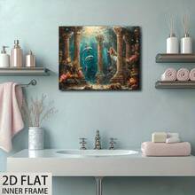 1pc, Enchanting Underwater Ancient Ruins Canvas Wall Art, Mystical Mermaid & Dolphins Ocean Deep Sea Fantasy Landscape Print For Home Decor, Perfect For Living Room Bedroom Bathroom Office Wall Decoration - Nhiều màu - Xem 3