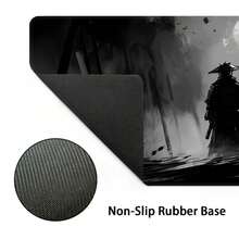 Oversized Watercolor Samurai Mouse Pad, Gaming Desk Mat, Large Keyboard Pad, Washable, Rubber Non-Slip Bottom, Stitched Edges, Gift Mouse Pad, Desk Protector, Study Pad, Multiple Sizes Available, Computer Keyboard Mat, Laptop Pad Desk Accessories Office Supplies Office Office Desk Accessories Mousepad Mouse Pad For Desk - Ink Warrior - View 6