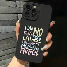 Estuche para iPhone 16 11 15 14 13 12 Pro Max XR Plus con Texto Colorido Estético de España para Apreciar el Momento Presente - Fundas Negras para Teléfono, Regalos de Cumpleaños y Navidad para Mujeres, Hombres y Estudiantes - Negro - Ver 4