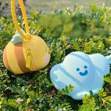 1 Cute Bee Earphone Storage Bag & Coin Purse - Anti- Portable Earphone Keychain, Suitable For Travel - Yellow And Blue Available - Ideal Gift For Tech Enthusiasts - Bee - View 3