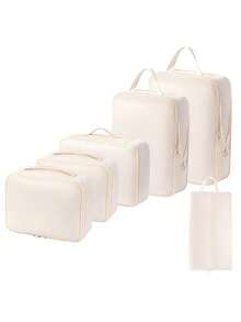 6pcs Compression Packing Cubes Set, Suitable For Travel Organizers - Durable Polyester Clothes Bags, Stylish Storage Pouches, Carry-On Tote Travel Bags, Ideal For Clothes, Cosmetics, Toiletries And Luggage Organization, Perfect For Travel & Vacation - Multicolor - View 16