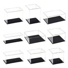 收藏品展示盒组装透明亚克力盒替代玻璃盒用于展示活动人物模型家庭存储和整理玩具 - 黑色 - 查看 1