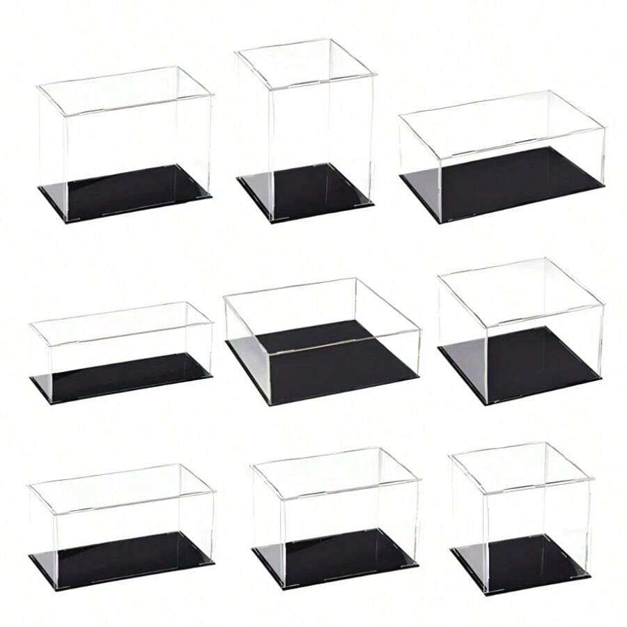 收藏品展示盒组装透明亚克力盒替代玻璃盒用于展示活动人物模型家庭存储和整理玩具 - 黑色 - 查看 1