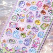 Cute Brown Bear 3D Stickers - Self-Adhesive Glossy Plastic Decals With Crystal Accents, Various Fantastical Designs, Suitable For DIY Crafts, Phone Cases, Laptops And Tablets