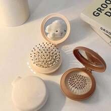 1pc/2pcs/3pcs Women Macaron Air Cushion Detangling Comb, Solid Color Portable With Mirror Massage Brush,Comb - 咖啡棕 - 查看 4