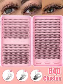 640 piezas Extensiones de pestañas individuales falsas con rizo D en un set de mezcla de longitudes de 10-16mm, pestañas falsas en segmentos de estilo mixto 10D y 20D con gran capacidad, extensiones de pestañas con rizo D, pestañas postizas de volumen y efecto wispy para uso diario en casa, fáciles de usar - D - Ver 15