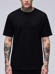 Customized Personalized T-Shirts, Men's Sports T-Shirts, Breathable,Comfortable And Casual,Stylish,Fashion,Gifts For Birthdays,For Vacation/Holiday,Add Text,And Design Your Own Personalized Printed T-Shirts,Custom T-Shirts. Black - Black - View 2