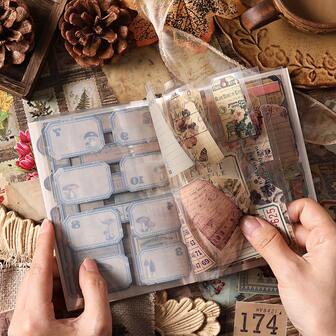20 hojas de libro de pegatinas con estilo vintage para manualidades DIY, decoración de cuadernos, diarios y artesanía