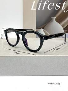 新款时尚复古 TR 注塑圆形多功能无度数眼镜，男女通用休闲简约文艺高品质街头风格个性化无度数眼镜，适合女性和男性、派对、节日和装饰场合 - 多色 - 查看 9