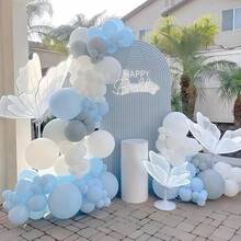 60 Pcs 12 Inch  Blue And Silver Balloons Light Blue White Latex Balloons With Chrome Metallic Silver Party Balloons For   Shower Bridal Baptism Winter Birthday Party Decorations-853880 - SilverWhite - View 7