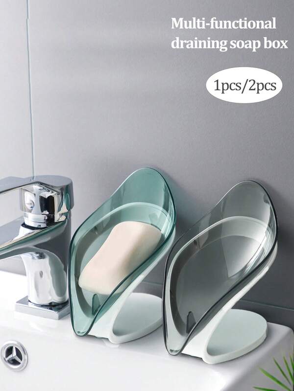 1 Stück/2 Stücke Seifenhalter in Blattform mit Selbstablauf, Seifenhalter mit Selbstablauf, geeignet für Badezimmer, Badewanne, Küchenspüle