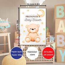 20pcs French Predictive Baby Bear - Fun Gender Reveal Game With Questions - Pastry Design With Bear & Cub - French Card With Signature Space - Precious Keepsake For Expecting Parents - Multicolor - View 8