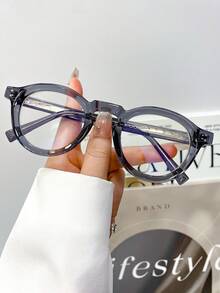 新款时尚复古 TR 注塑圆形多功能无度数眼镜，男女通用休闲简约文艺高品质街头风格个性化无度数眼镜，适合女性和男性、派对、节日和装饰场合 - 多色 - 查看 15