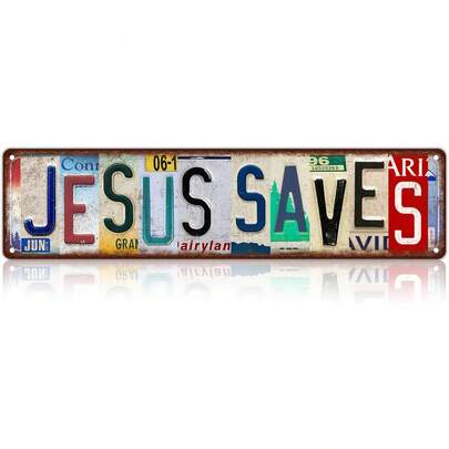 4x16 Inches Vintage Jesus Saves Wall Decor Street Signs Metal Tin