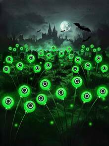 Solar Powered Eyeball Ground Stake Light - Green/Purple Lighting, Spooky Eyeball, Solar Powered With Flickering Twisting Firefly Effect, Waterproof IP44, Outdoor Pathway Light For Halloween Decor, Undetachable Photovoltaic Module, Suitable For Garden, Yard And Lawn LED Outdoor Decorative Lighting, Solar Path Lighting, Creepy Atmosphere Decoration!