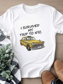 180g Pure Cotton I Survived My Trip To NYC New York Cool  Boy Girls Top T Shirt 690 Unisex For Women Stretched Fashion Casual Print Round Neck Short Sleeve Soft Versatile Slightly Homme Stylish Breathable Comfortable Streetwear Designer Clothes Top For Everyday Wear Graphic Summer