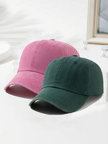 1 件或 2 件男女通用纯色复古做旧风格棒球帽、太阳帽、爸爸帽、卡车司机帽，适合日常外出、徒步旅行、度假 - 彩色 - 查看 13