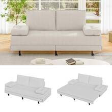 Sofá cama 2 en 1, 90/180*200 cm, extensible y plegable, sofá de salón, multifuncional, lino, blanco, gris