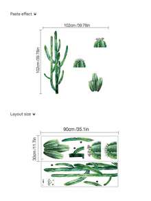 1/2pcs Multi-Size PVC Self-Adhesive Removable Wall Stickers, Minimalist Cactus, Potted Plants, Bird Of Paradise, Succulent Decor Stickers, Suitable For Bedroom, Living Room, Study, Dining Room, Bathroom, Home Wall Decor