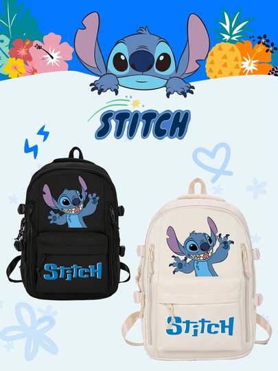 Disney 1pc Official Licensed Stitch Pattern Backpack, Stitch Large Capacity Backpack With Laptop Compartment, Casual Backpack, Sports Bag, Cartoon Backpack, Rucksack, Suitable For Girls/Women/Students/Teenagers/Graduates, Suitable For Daily Use, Outing, Travel, Shopping And Back To School