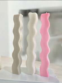 مجموعة من قالبين سيليكون لصنع شمع بشكل موجة ثلاثية الأبعاد وشريطي، قالب حقن شمع موجي يدوي غير منتظم، ديكور منزلي وزينة طاولة - أبيض - مشاهدة 4