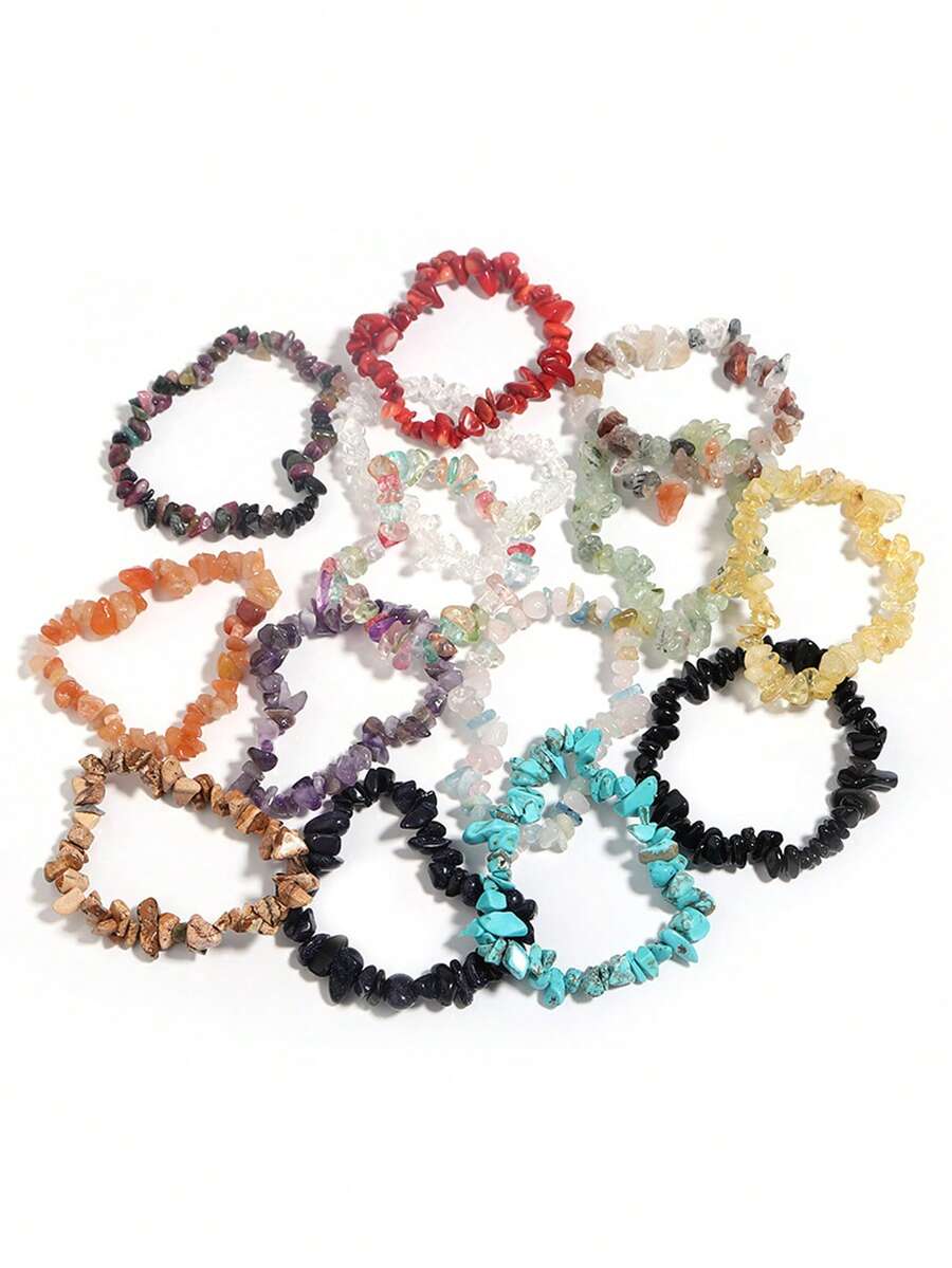 1 Stück Modisches Armband aus natürlichem zerkleinertem Stein, geeignet für den täglichen und Urlaubsgebrauch von Frauen, Schmuckgeschenk