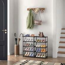 10 Tier Tall Shoe Rack Narrow Lightweight Shoe Shelf Compact Vertical Shoe Stand Small Space Saving For Closet Floor Dorm Storage Organizer Front Door Entrance Entryway