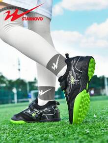 STARNOVO 儿童足球鞋，男孩和女孩足球运动鞋，皮革和网眼拼接，适合日常通勤和户外足球训练和比赛，适合青少年世界杯赛事的专业足球鞋