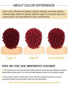 14 Inch Burgundy Curly Wigs 70s Kinky Brown Mixd Red Afro Wigs For Black Women Synthetic Afro Curly Blonde Wigs For Women - 酒紅色 - 查看 8
