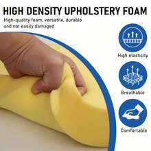 1 pieza de cojín de espuma de alta densidad y grosor, cojín de sofá, cojín de silla, espuma de reemplazo, espuma tapizada de alta resistencia, cojín de ventana, respaldo, cojín de mueble, cojín de silla de ruedas, proyecto DIY, cuadrado, resistente a las manchas amarillas