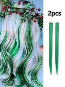 2 Stücke bunte Weihnachts-Haarclips aus synthetischen Fasern mit Glitzer, Weihnachts-Haarextensions in Rot & Grün, Haarschmuck für Mädchen geeignet für Weihnachtspartys & Neujahrsgeschenke