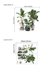 1/2pcs Multi-Size PVC Self-Adhesive Removable Wall Stickers, Minimalist Cactus, Potted Plants, Bird Of Paradise, Succulent Decor Stickers, Suitable For Bedroom, Living Room, Study, Dining Room, Bathroom, Home Wall Decor