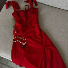 Women Midi Dresses - Red - View 1